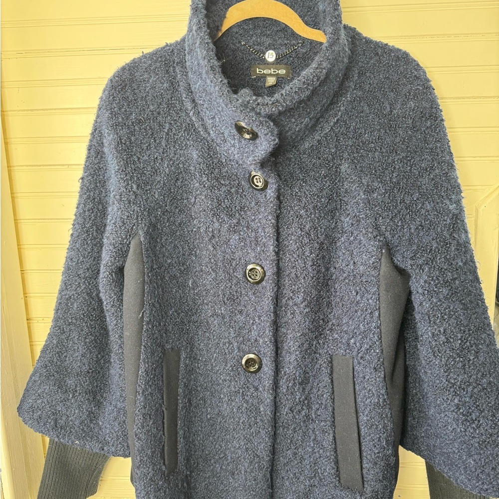 Bebe Women's Blue Wool-Blend Coat